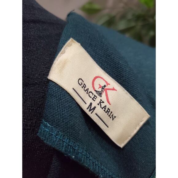 Grace Karin Women's Green Polyester Long Sleeve Casual Knee Length Dress Size M - Picture 10 of 14